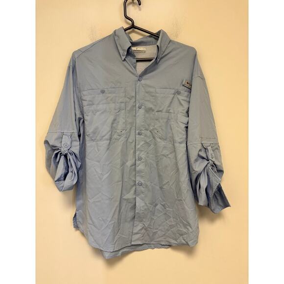 Columbia PFG Omni-Shade Long Sleeve Button Down Tops (Set of Two) Orange Blue - Picture 8 of 13